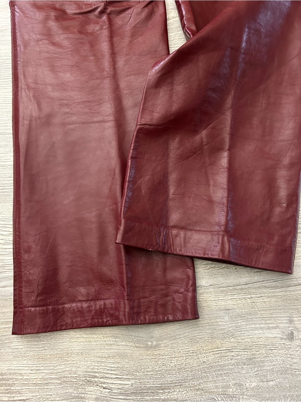 Vintage GAP Fall 2000 Burgundy Genuine Leather Bootcut Pants Women’s Size 20 - Picture 12 of 13